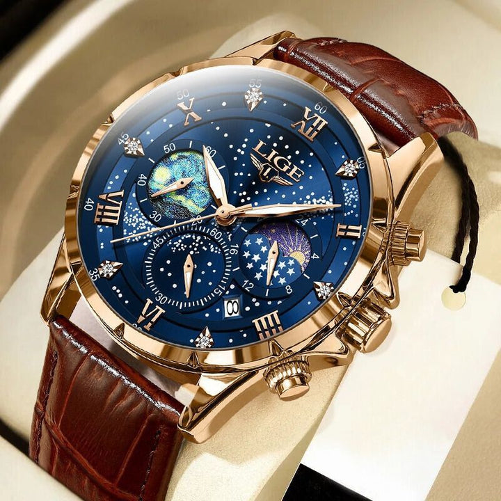 Refined Watch Featuring Moon Phase Indicator
