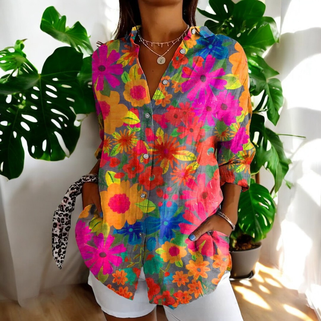 Stella | Long Sleeve Button Up Vintage Floral Shirt