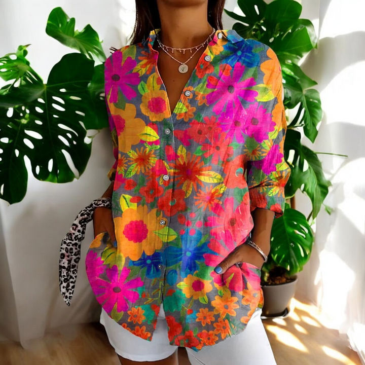 Stella | Long Sleeve Button Up Vintage Floral Shirt