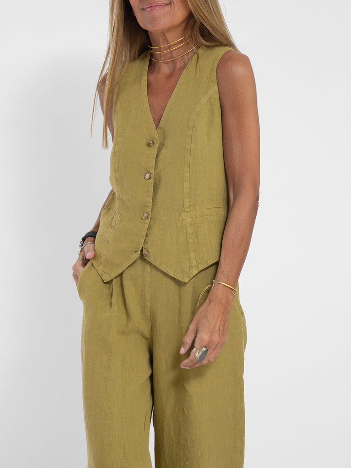 Riley | Buttoned Vest & Wide-Leg Trousers Set