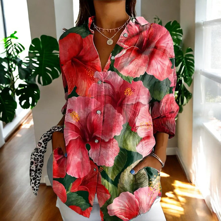 Stella | Long Sleeve Button Up Vintage Floral Shirt
