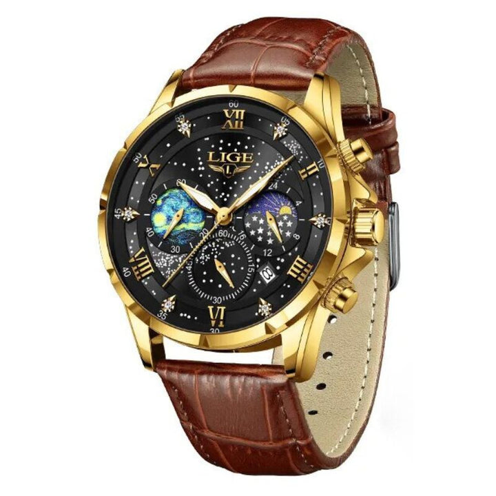 Refined Watch Featuring Moon Phase Indicator