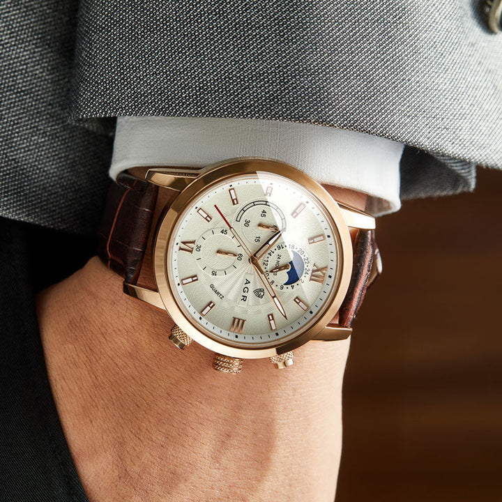 Luxury Leather Quartz Timepiece