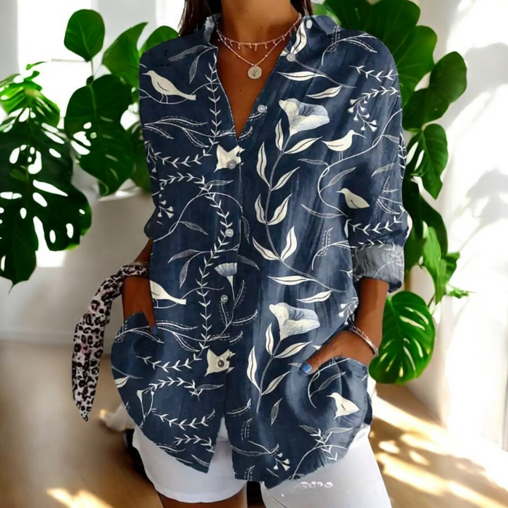 Stella | Long Sleeve Button Up Vintage Floral Shirt