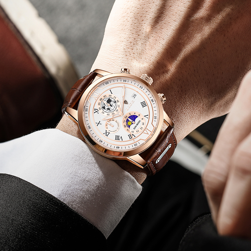 Luxury Leather Chronograph Timepiece