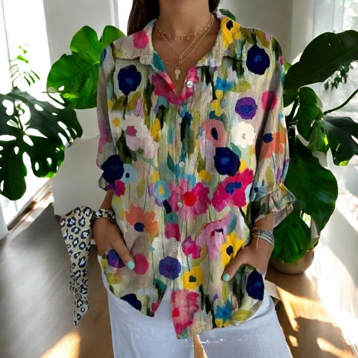 Stella | Long Sleeve Button Up Vintage Floral Shirt