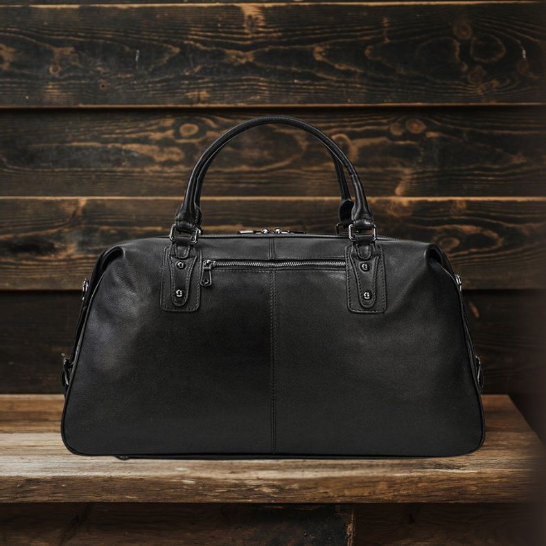 Declan | Black Leather Travel Bag