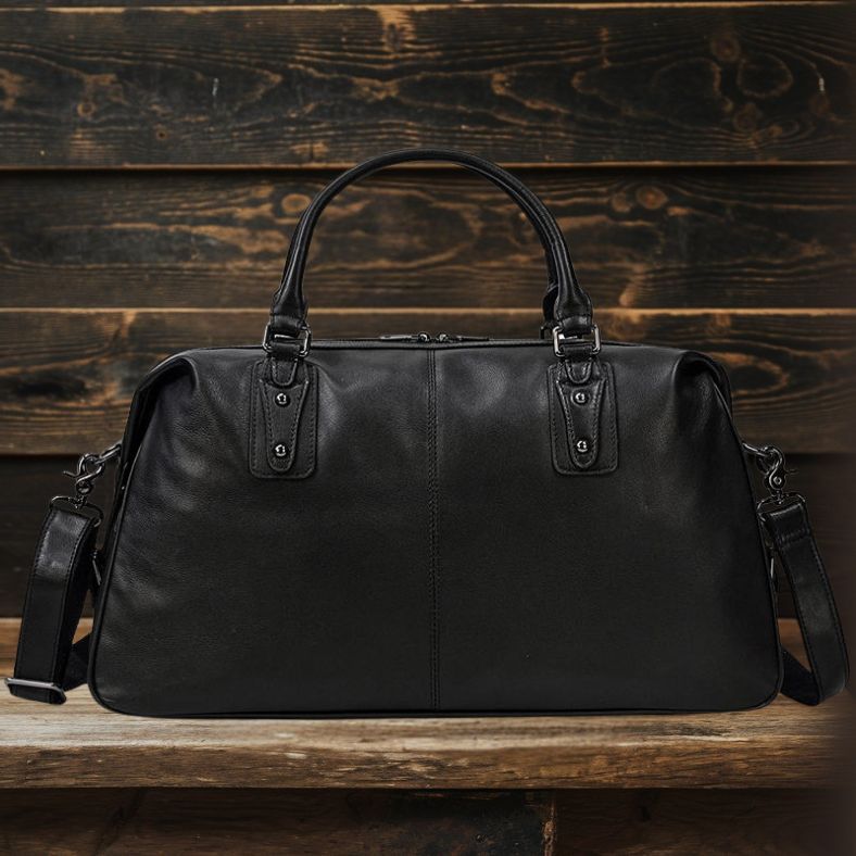 Declan | Black Leather Travel Bag