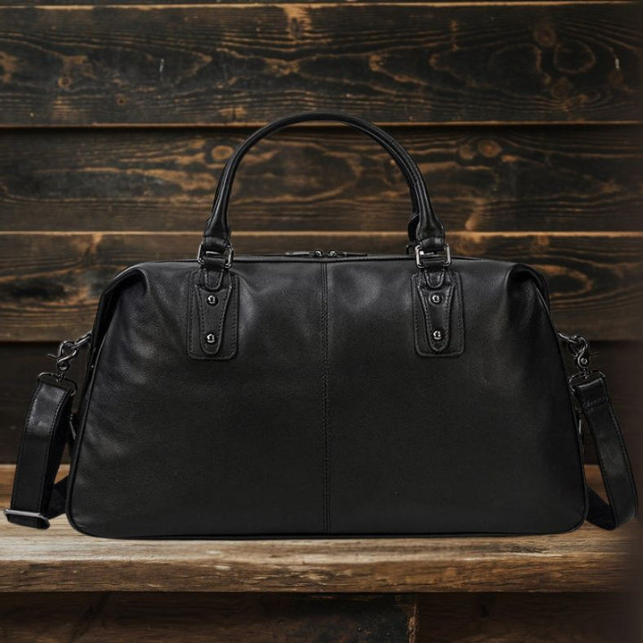 Declan | Black Leather Travel Bag