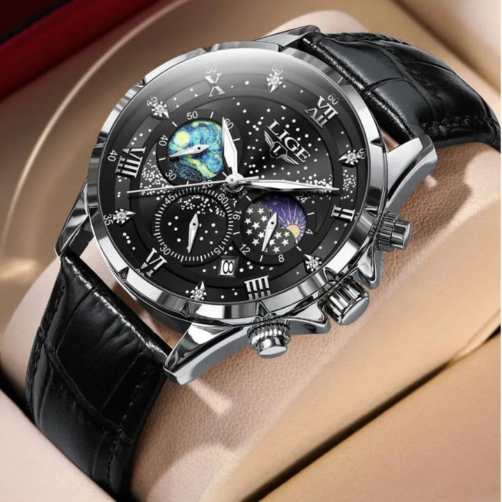 Refined Watch Featuring Moon Phase Indicator