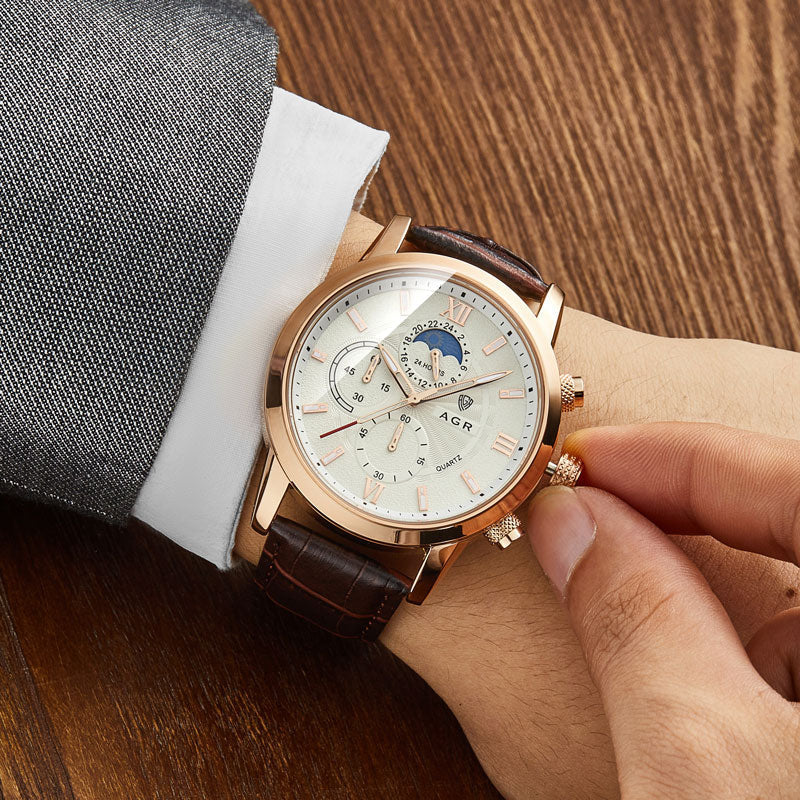 Luxury Leather Quartz Timepiece