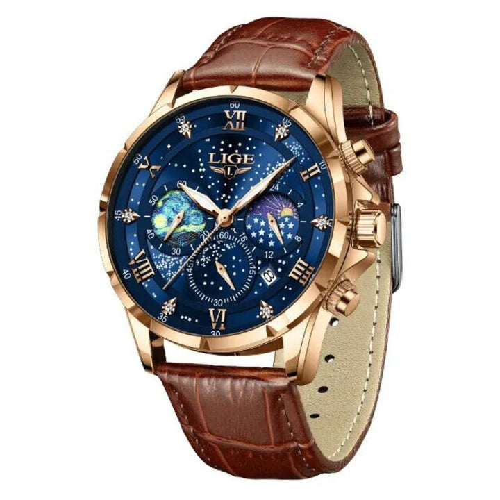 Refined Watch Featuring Moon Phase Indicator