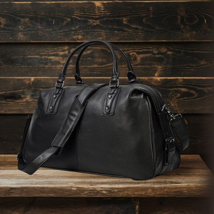 Declan | Black Leather Travel Bag
