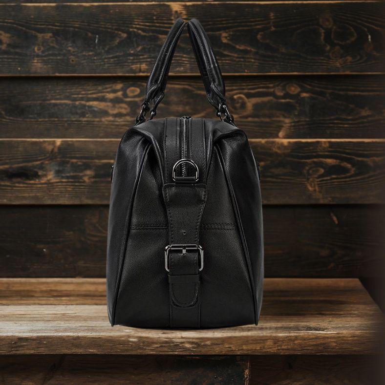 Declan | Black Leather Travel Bag