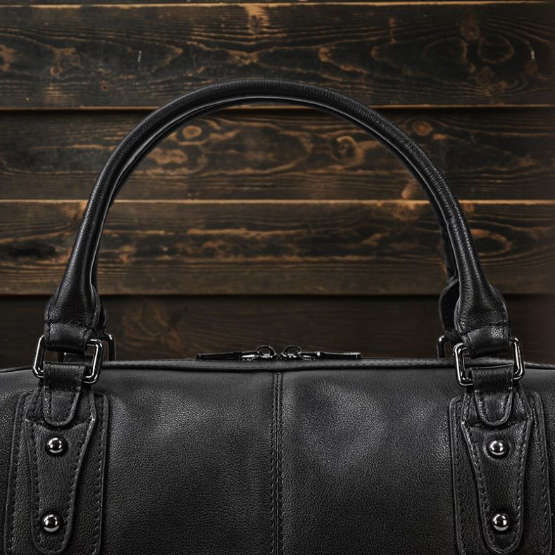 Declan | Black Leather Travel Bag