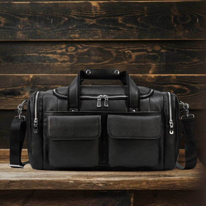 Jude | Black Leather Travel Tote