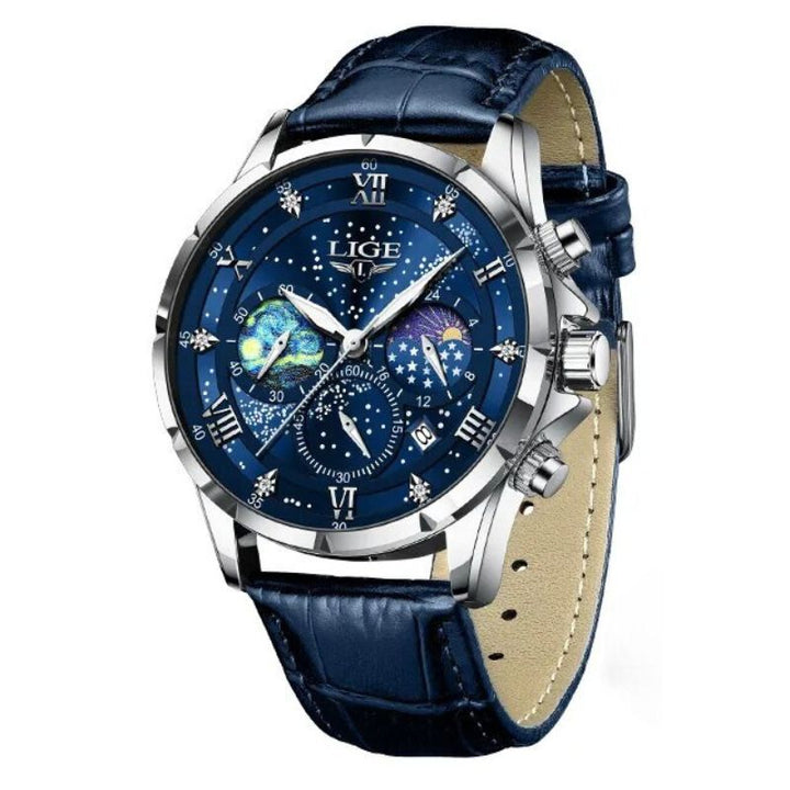 Refined Watch Featuring Moon Phase Indicator