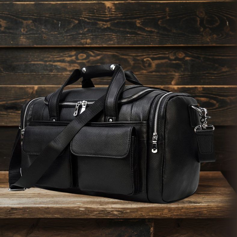 Jude | Black Leather Travel Tote