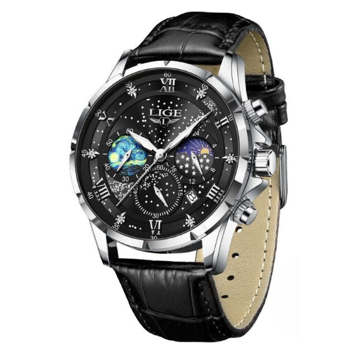 Refined Watch Featuring Moon Phase Indicator