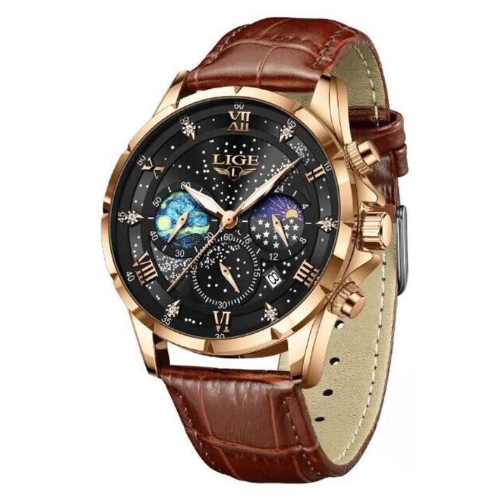 Refined Watch Featuring Moon Phase Indicator