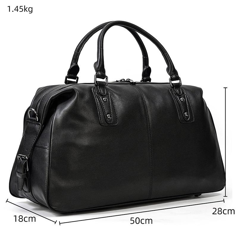 Declan | Black Leather Travel Bag