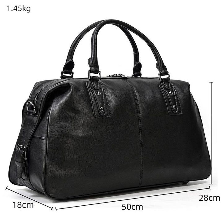 Declan | Black Leather Travel Bag