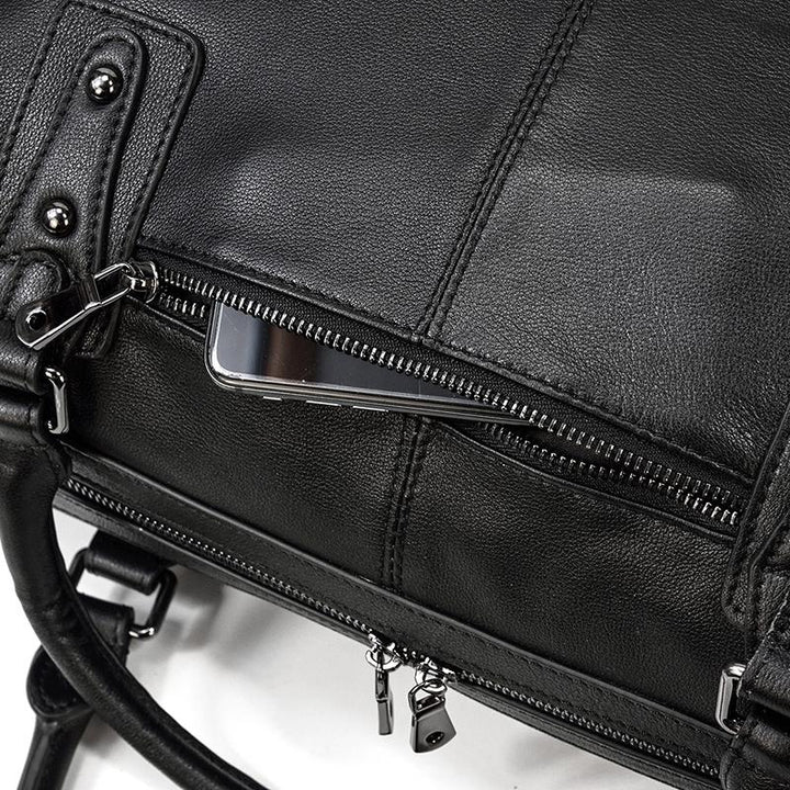 Declan | Black Leather Travel Bag