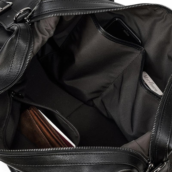 Declan | Black Leather Travel Bag