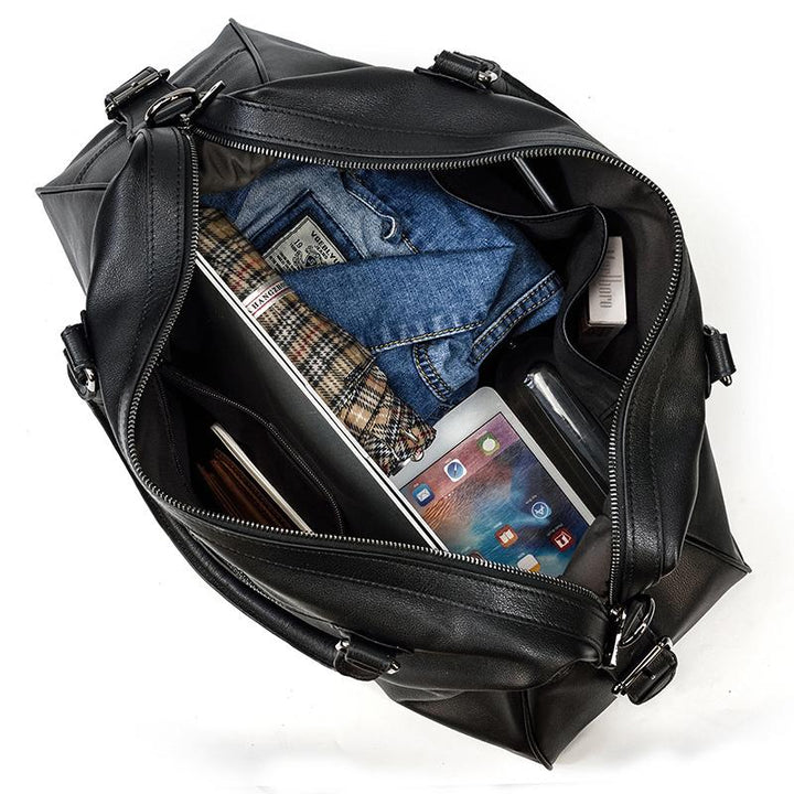Declan | Black Leather Travel Bag
