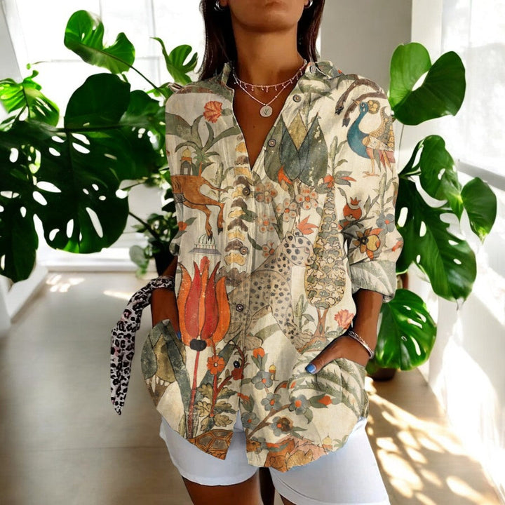 Stella | Long Sleeve Button Up Vintage Floral Shirt