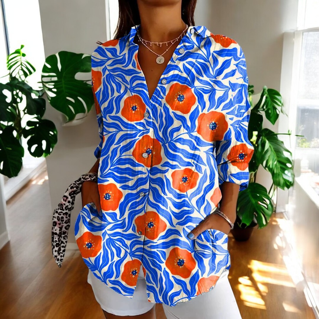 Stella | Long Sleeve Button Up Vintage Floral Shirt