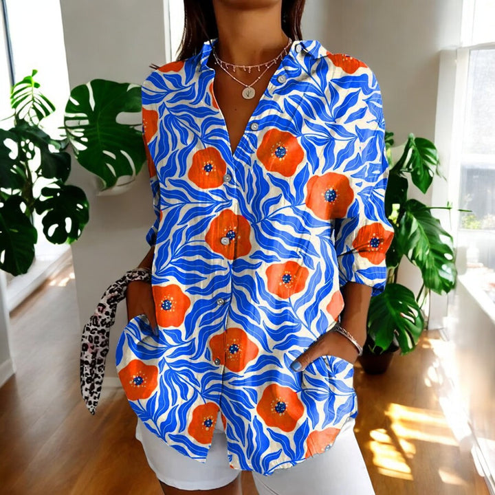 Stella | Long Sleeve Button Up Vintage Floral Shirt