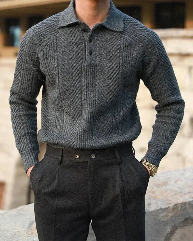 Ellis | Long Sleeve Knitted Polo