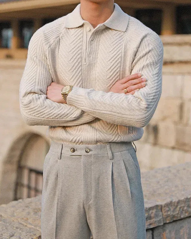 Ellis | Long Sleeve Knitted Polo