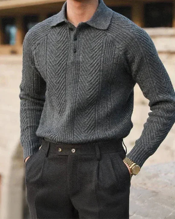 Ellis | Long Sleeve Knitted Polo