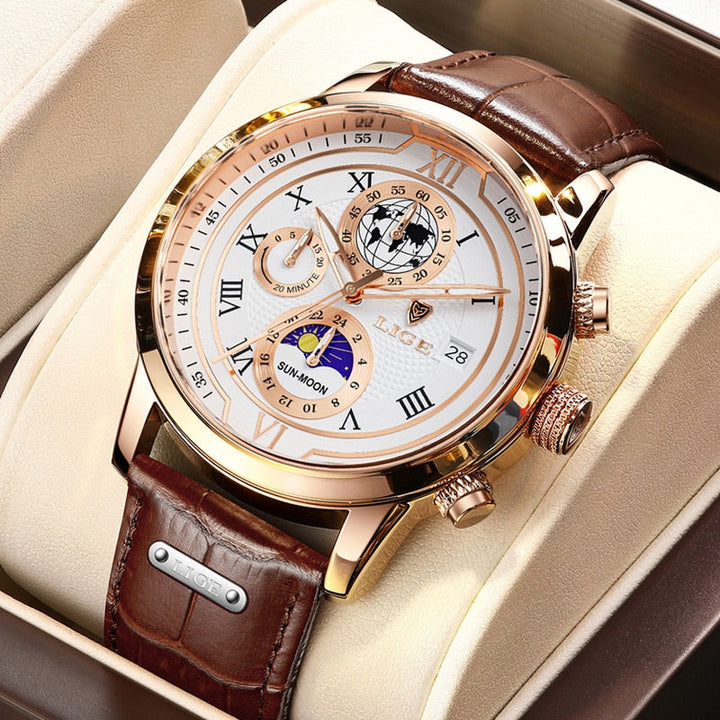 Luxury Leather Chronograph Timepiece
