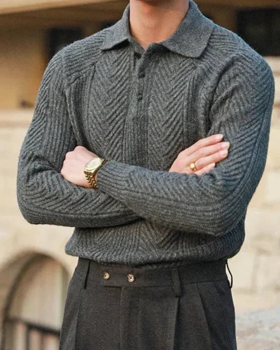 Ellis | Long Sleeve Knitted Polo