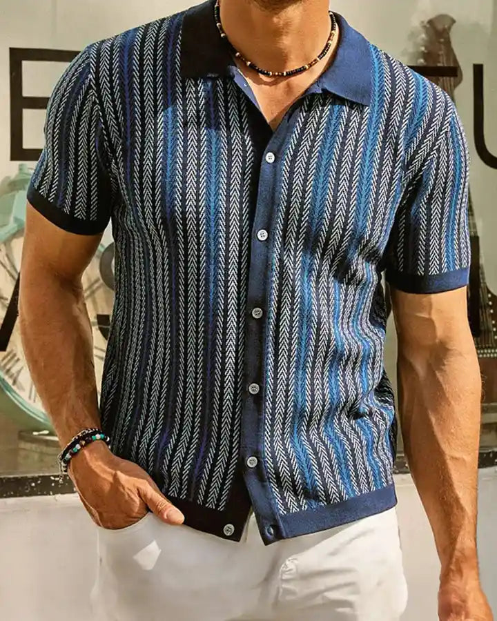 Jude | Knitwear Striped Jacquard Shirt