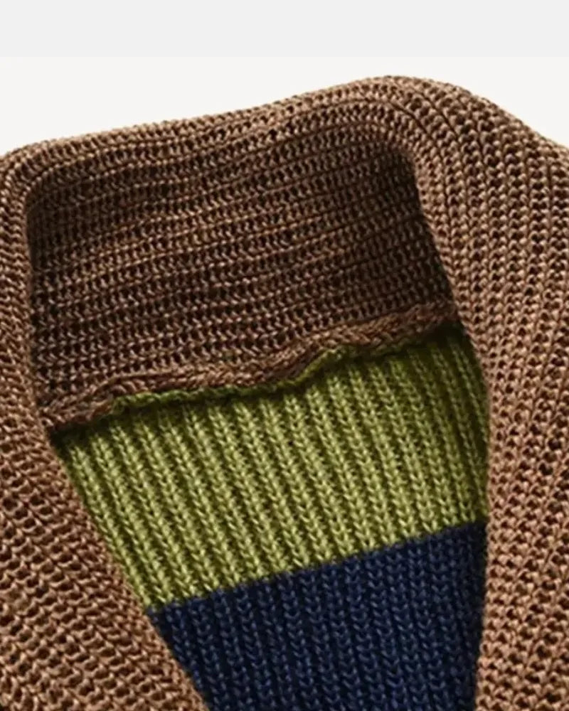 Elijah | Color Blocking Lapel Sweater