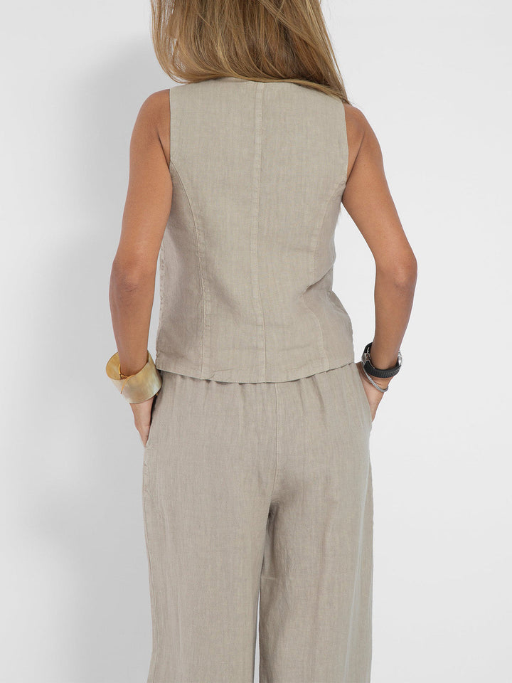 Riley | Buttoned Vest & Wide-Leg Trousers Set