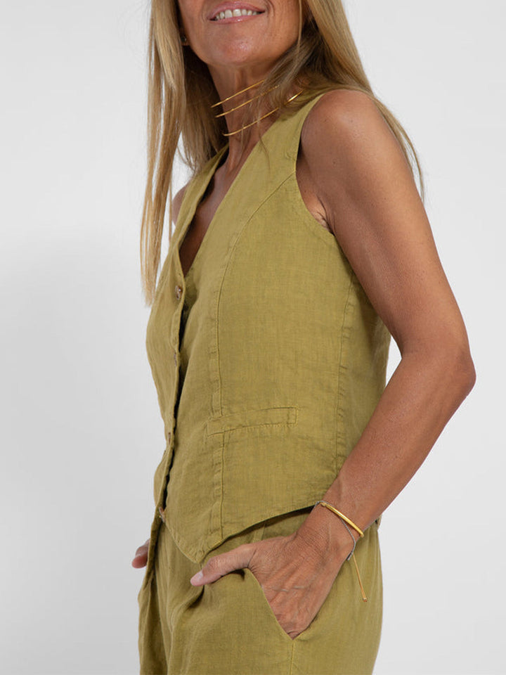 Riley | Buttoned Vest & Wide-Leg Trousers Set
