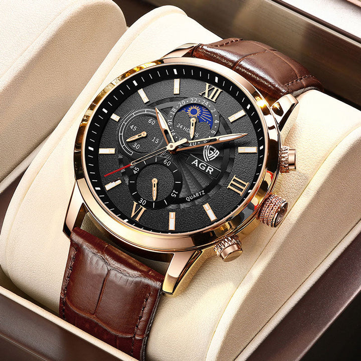 Luxury Leather Quartz Timepiece
