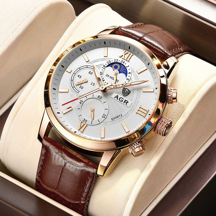 Luxury Leather Quartz Timepiece