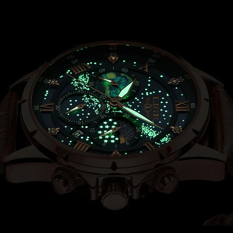 Refined Watch Featuring Moon Phase Indicator