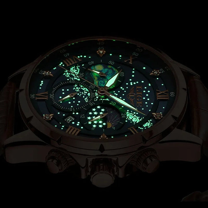 Refined Watch Featuring Moon Phase Indicator